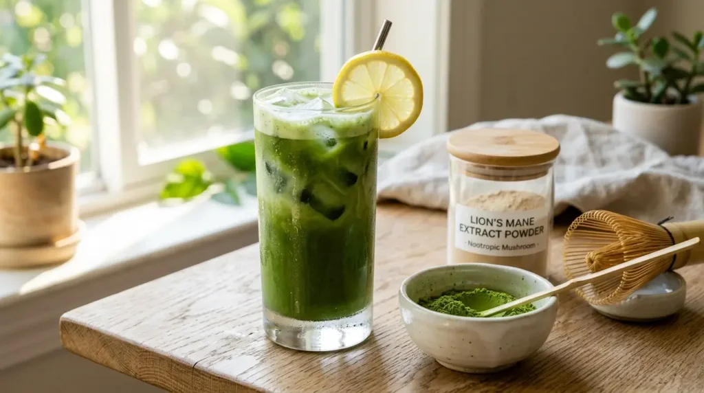 matcha drink with caffeine and L-theanine