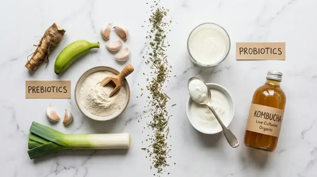 prebiotic fiber foods compared with probiotic foods