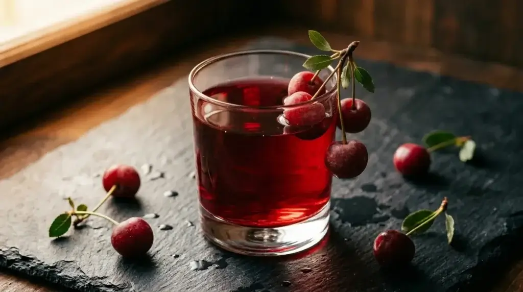 glass of tart cherry juice as a bedtime drink