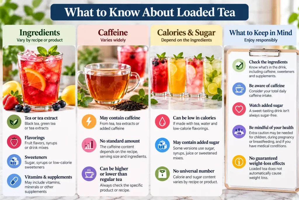 Loaded tea caffeine calories sugar and ingredients guide