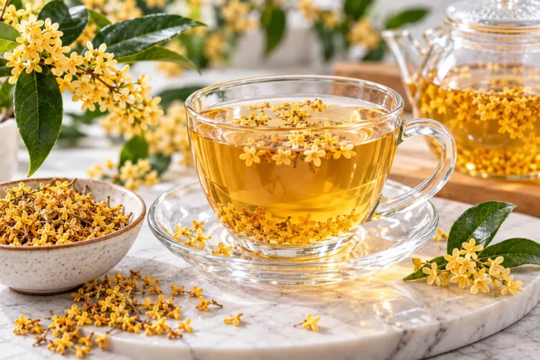 Osmanthus tea made with dried osmanthus flowers