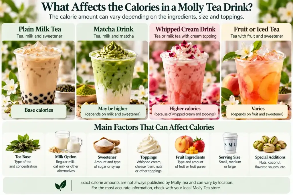 Factors that affect calories in Molly Tea drinks